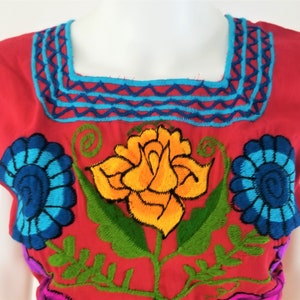 Embroidered Mexican Blouse, Floral Embroidered Blouse image 4