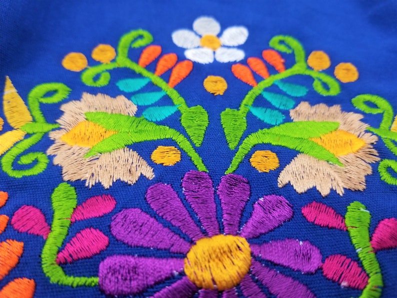 Embroidered Mexican Dress, Open-Shoulder Floral Embroidered Dress image 7