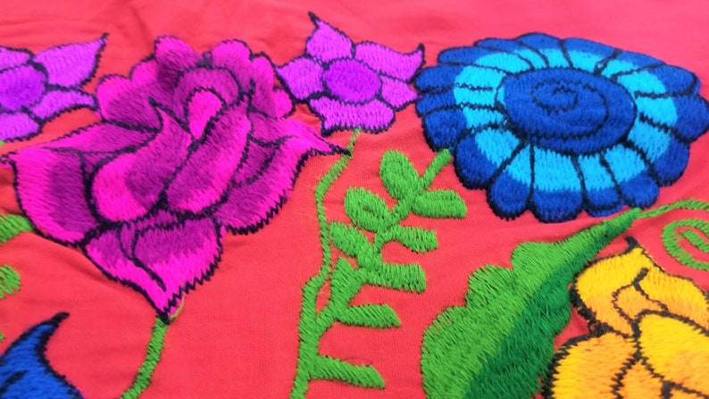 Embroidered Mexican Blouse, Floral Embroidered Blouse image 6