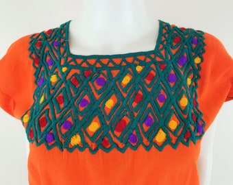 Embroidered Mexican Blouse, Boxy-Cut Embroidered Blouse