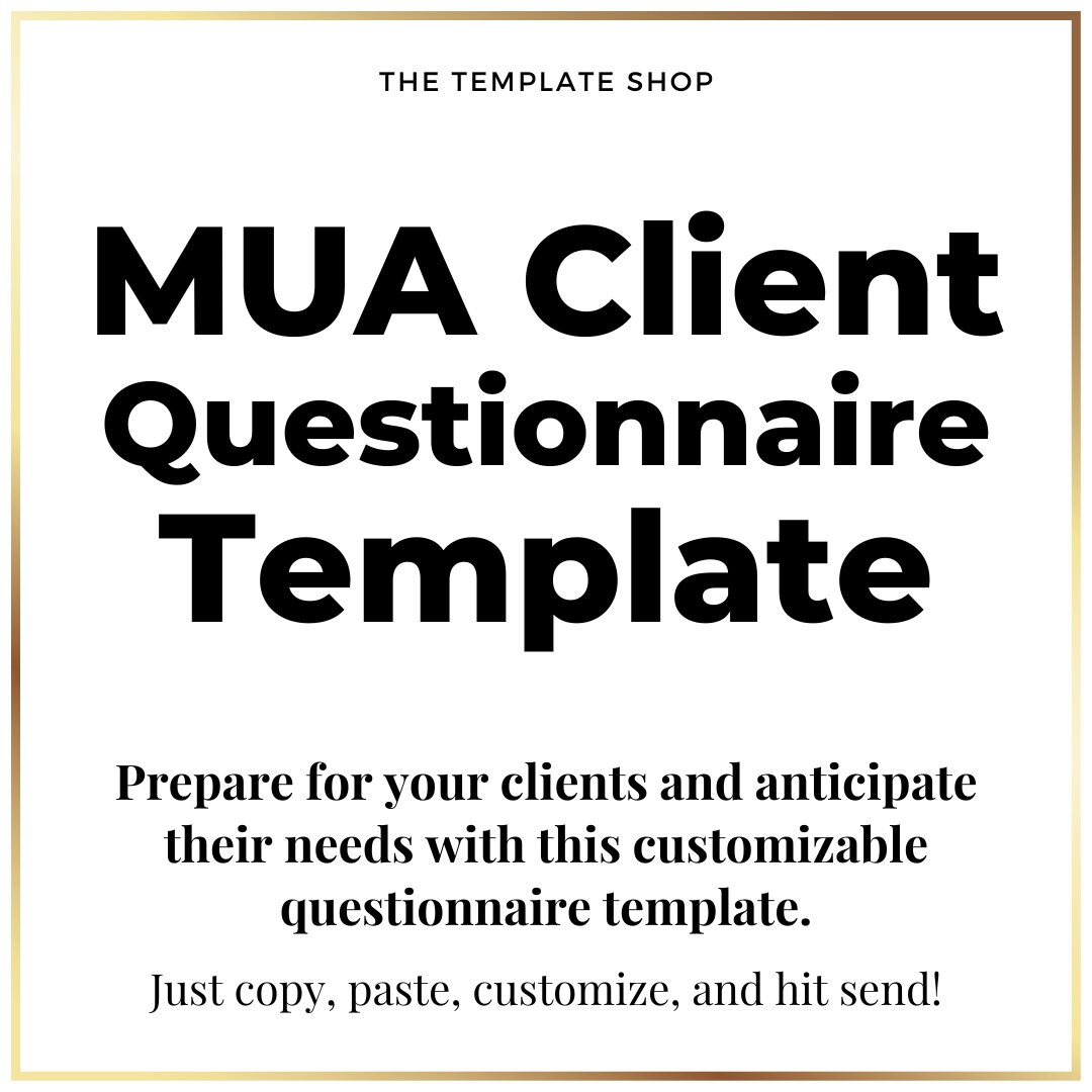 Client Questionnaire Template for Makeup Artists MUA Templates
