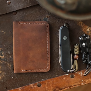 Billetera minimalista plegable, billetera de cuero para hombre