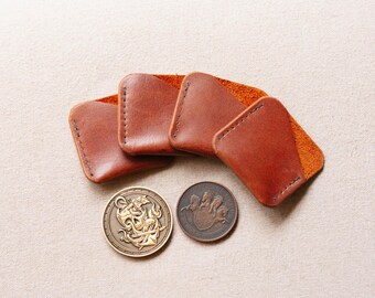 Leather Coin Slip, EDC Challenge Coin Slip, Military Gift, 1.5" wide coin