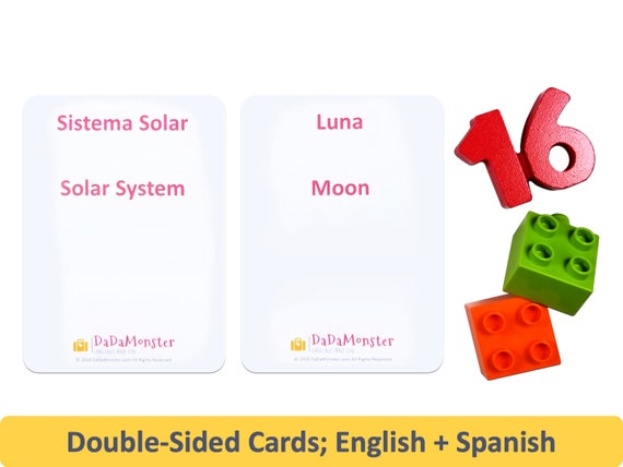 Spanish Flash Cards Solar System 12 Cards Montessori