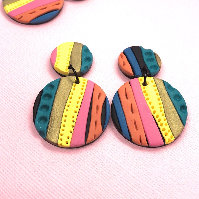 Polymer Clay Earrings Handmade Jewellery Striped Earrings Etsy Australia
