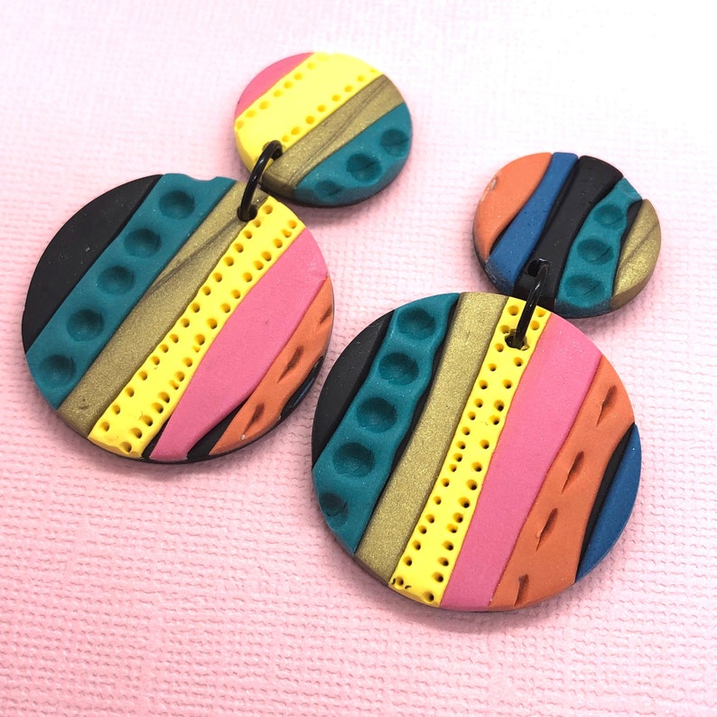 Polymer Clay Earrings Handmade Jewellery Striped Earrings Etsy Australia