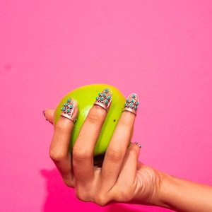 Mary Jane Nail ring/925 Sterling Silver/Oxidised Polish/Designer/Handmade/ Ethnic/Wedding Wear/unique/gift/women&#39;s jewellery/nailCrowns