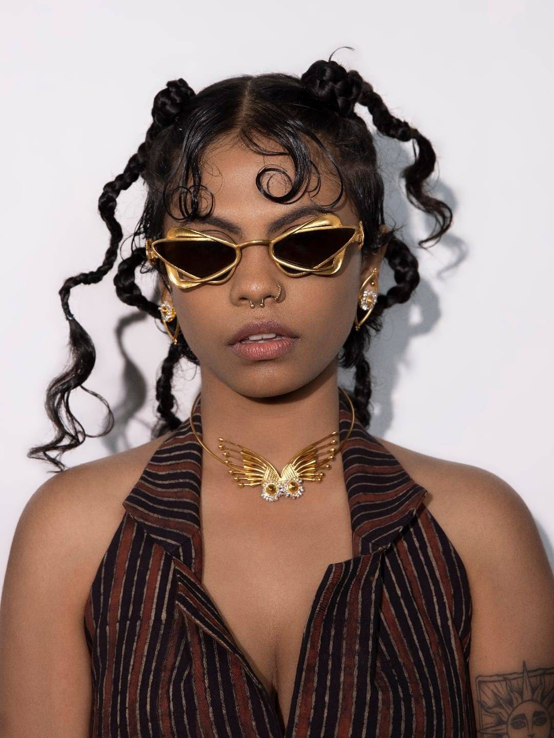 Handmade Cat Eye Sunglasses: 18k Gold Plated Sterling Silver