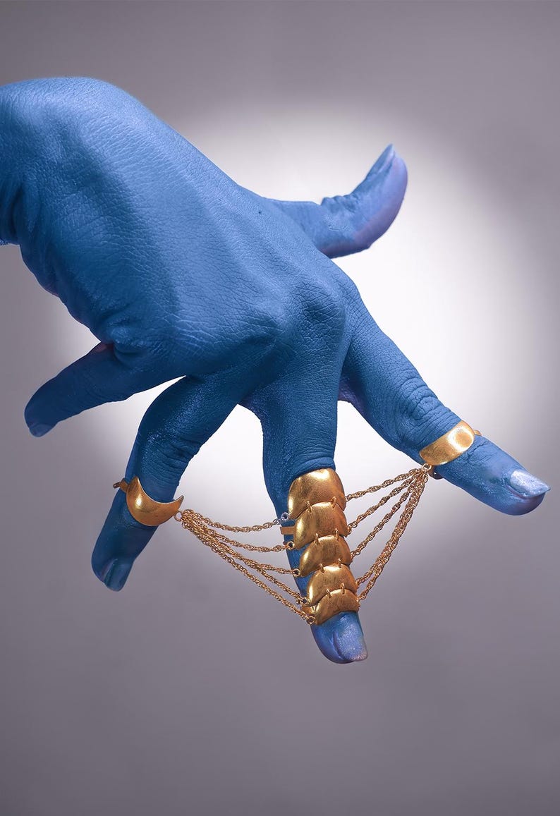 Silksplay/webbed Finger Ring/joint Ring/925 Sterling Silver/light ...