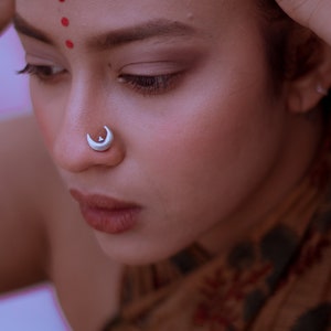 Banjara Nose Pin U Shaped Nose pin Handmade Nose pin 925 Sterling Silver Oxidised Polish Designer Handmade Wedding jewels Nose Ring