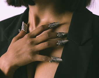 The Conqueror/Nail Ring/925Sterling Silver/Light weight/Designer/Handmade/Wedding Wear/Bridal/Beads/gift/women&#39;s jewelry/daily wear/Quirky
