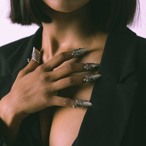 The Conqueror/Nail Ring/925Sterling Silver/Light weight/Designer/Handmade/Wedding Wear/Bridal/Beads/gift/women's jewelry/daily wear/Quirky