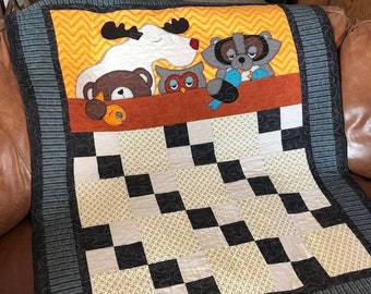 Baby Quilt Pattern | Sleepy Forest | Cute Baby Gift | Easy Bed or Wall Hanging Appliqué Quilt Pattern