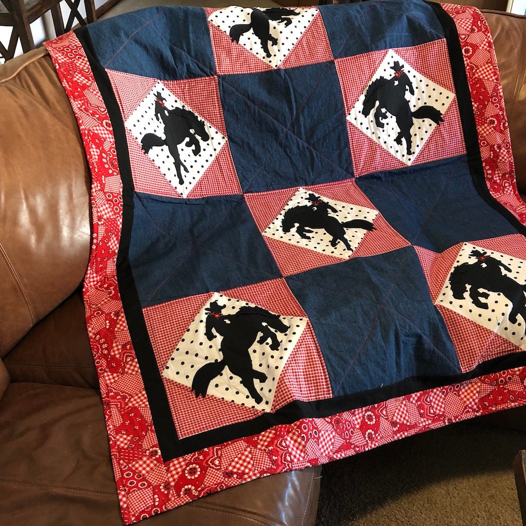 Cowboy Quilt Pattern | Wrangler | Cute Western Horse or Pony Gift ...