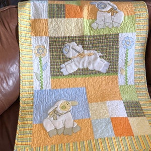 Baby Quilt Pattern | Precious Lambs | Cute Animal Themed Gift | Easy Bed or Wall Hanging Appliqué