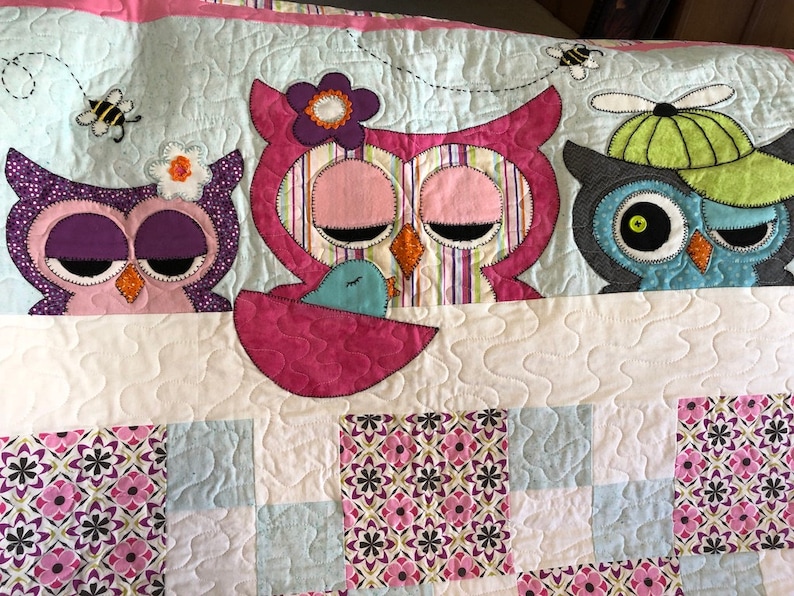 Baby Girl Quilt Pattern Cute Beginner Owl Quilting Gift Etsy
