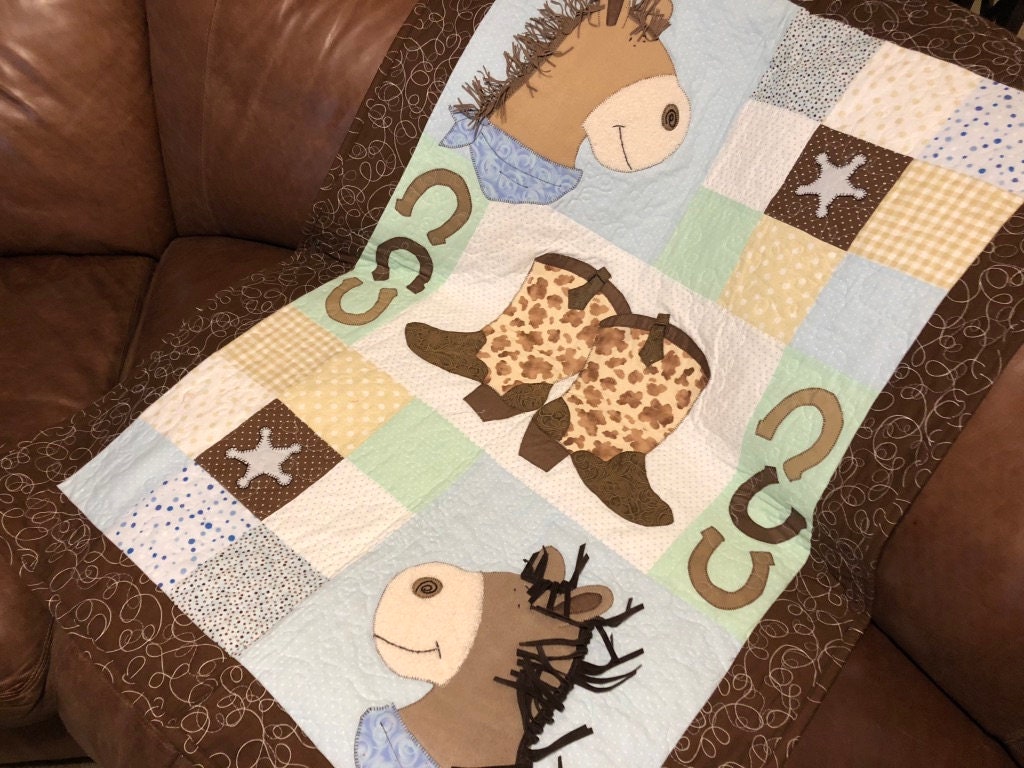 Cowboy baby quilt sale