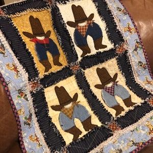 Baby Cowboy Quilt Pattern | Lil Buckaroo| Cute Western Horse & Boots Gift | Easy Gift Bed or Wall Hanging Appliqué