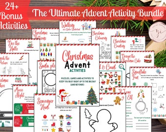 Christmas Advent Activities Printable | Christmas Activity Sheets | Printable Advent Calendar | Christmas Activity | Holiday Activity