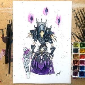 World of Warcraft Character Portrait Original Commission Watercolour Painting Custom