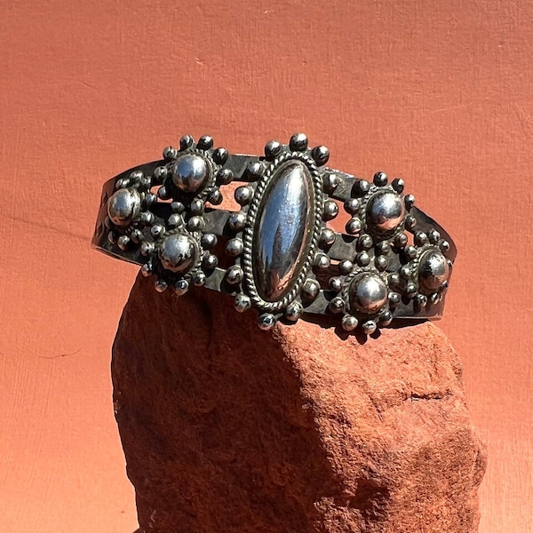 Fred Harvey Satellite Dome Stamped Silver Cuff
