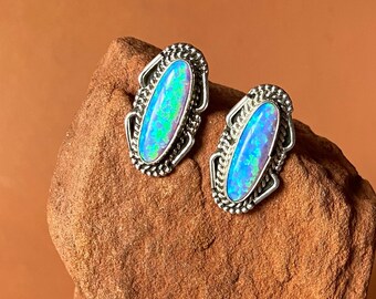 Native American Sterling Silver White Opal Dot Post Baby Earrings Navajo Indian Native American Sterling Silver White Opal Dot Post Baby Earrings Navajo Indian