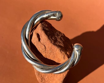 Brazalete trenzado modernista de plata esterlina pesada de México de 50 g