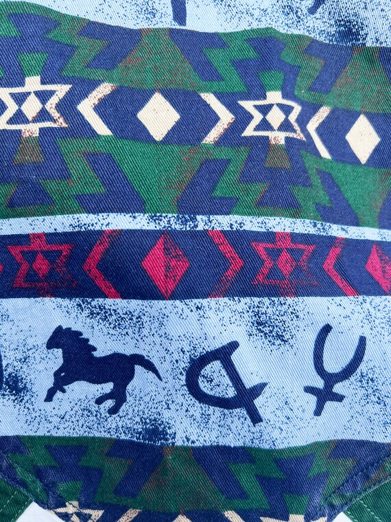 90s Southwestern Shirt with Blue and Green Horse … - image 7