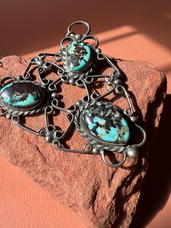 Native American Turquoise Sterling Twisted Wire R… - image 5