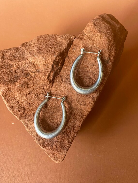 Sterling Silver Hoop Earrings 925 Gold Washed Sterling Pierced Hoop 925 Sterling Silver Hoop Jewelry Puffed Silver Gold Hoops 925 Earrings