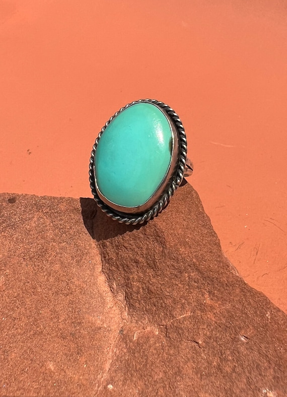 Native Large Turquoise Oval Minimalist Statement … - image 2