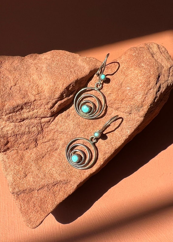 Zuni Snake Eye Turquoise Concentric Circle Earring