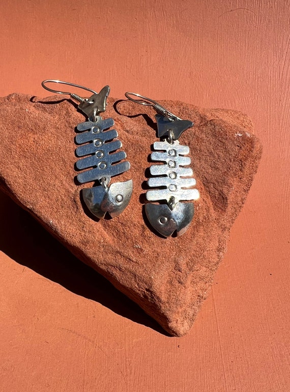 Taxco Sterling Fishbone Earrings | Mexico Articul… - image 1