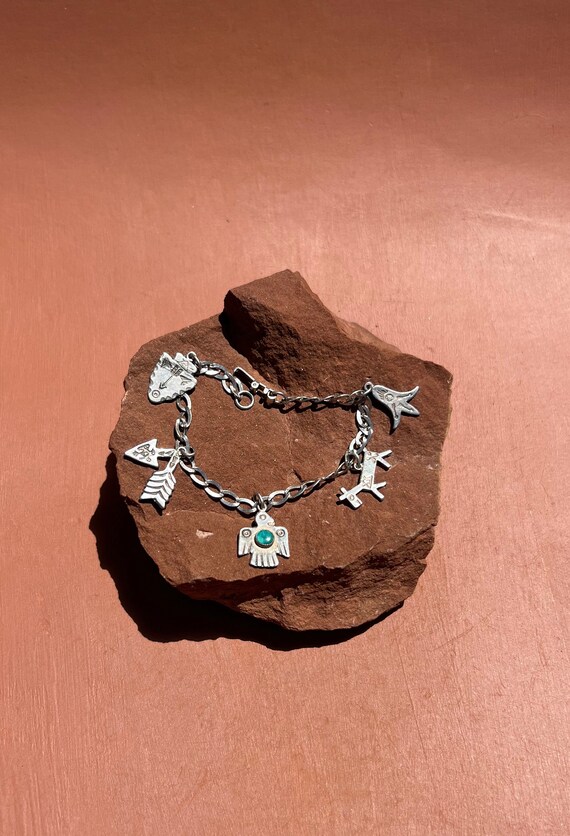 Tri-Stone Fred Harvey Era Stamped Native American Bracelet