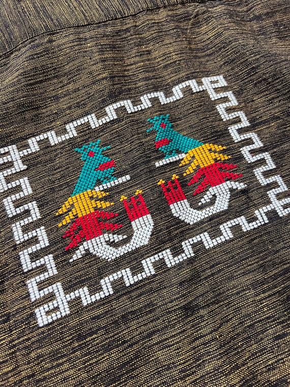 70s Guatemalan Quetzal Embroidered Button Down Sh… - image 9