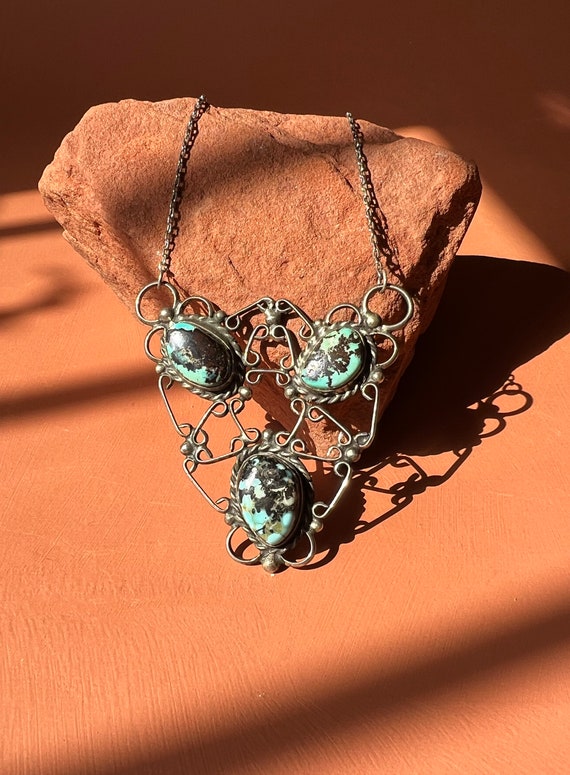 Native American Turquoise Sterling Twisted Wire R… - image 3