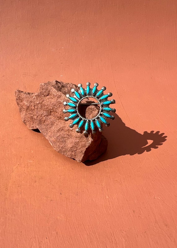 Zuni Needlepoint Turquoise Brooch Pendant
