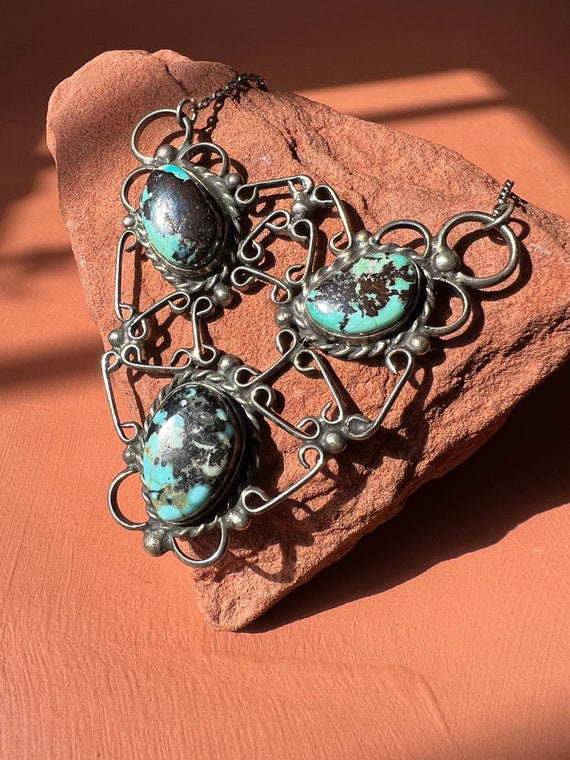 Native American Turquoise Sterling Twisted Wire R… - image 4