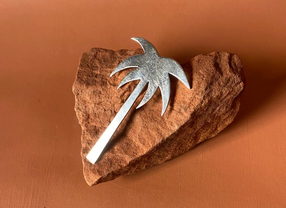 Sterling Oversized Palm Tree Pin | Disco Palm Tre… - image 3
