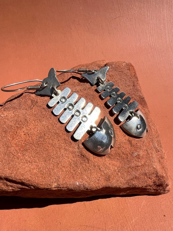 Taxco Sterling Fishbone Earrings | Mexico Articul… - image 3