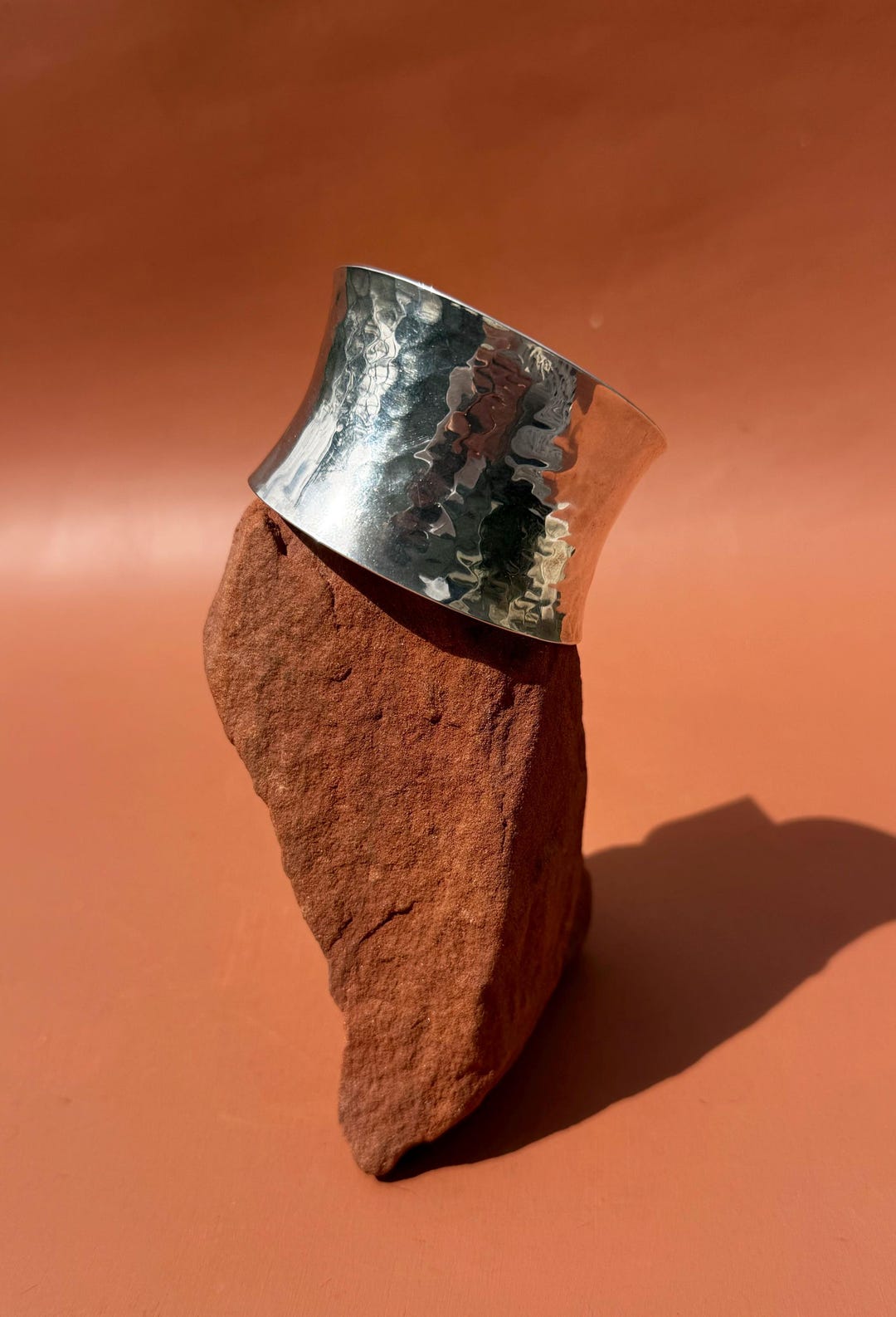 Large Cuff Sterling Wide Flared Cuff | Large Chunky Sterling Statement Cuff Hammer ...