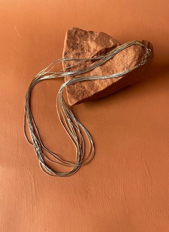 Native American Liquid Silver Multi Strand Neckla… - image 2