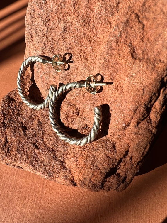 Native American Sterling Twisted Rope Hoops | Nav… - image 3