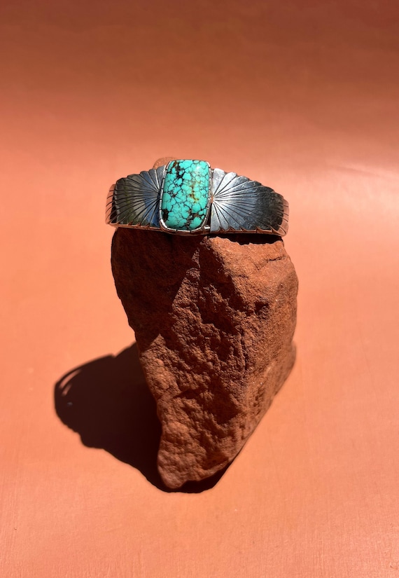 Navajo Sterling Webbed Nevada Turquoise Cuff