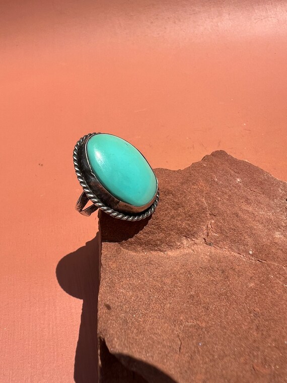 Native Large Turquoise Oval Minimalist Statement … - image 4