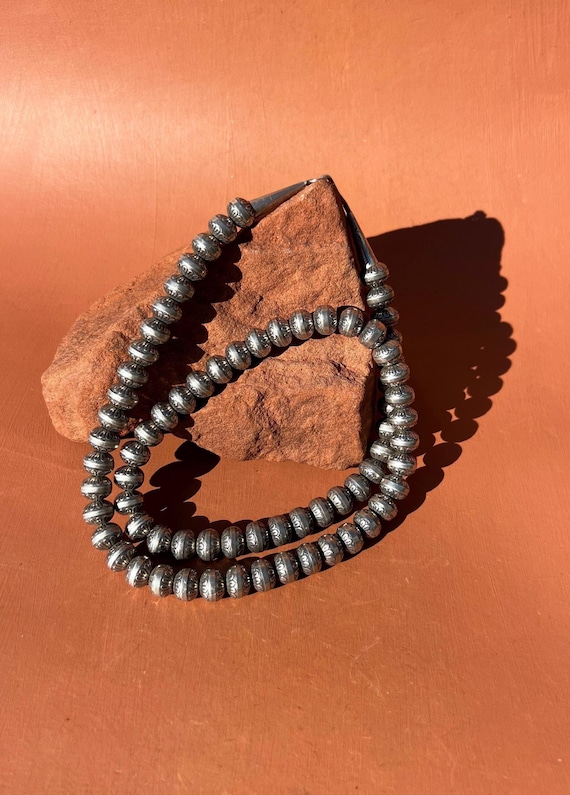Sterling Silver Navajo Pearl Saucer Bead Bracelet By Artist Jake - 7g, Unsigned