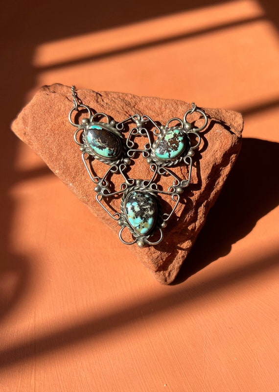Native American Turquoise Sterling Twisted Wire R… - image 1