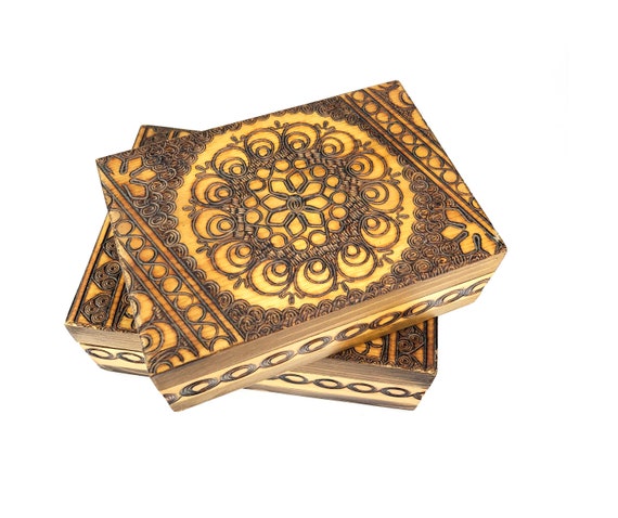 Set of two Polish hand-carved wood boxes | Polish
