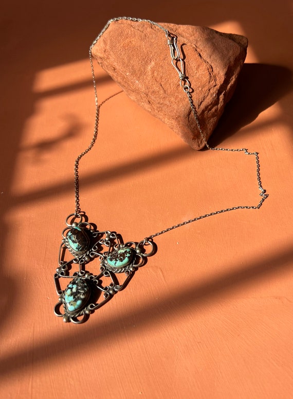 Native American Turquoise Sterling Twisted Wire R… - image 2