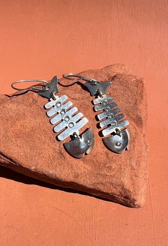 Taxco Sterling Fishbone Earrings | Mexico Articul… - image 2